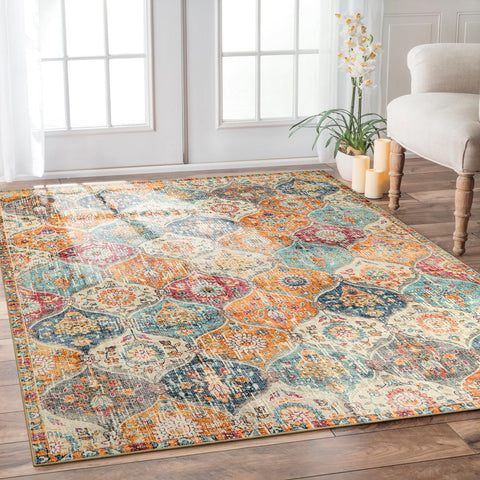 Lahome Elise Moroccan rug in the living room showcases soft feel and stain resistance.