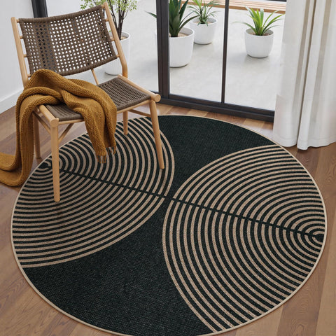 Lahome Enfys rainbow round rug showing pattern for cozy living spaces