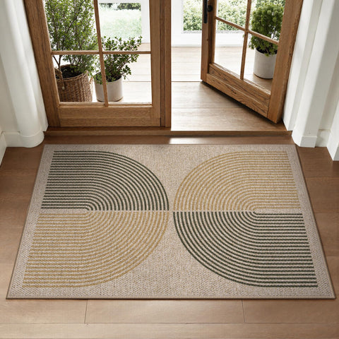 Lahome Enfys Rainbow rug with front-door look and non-slip backing for safety.