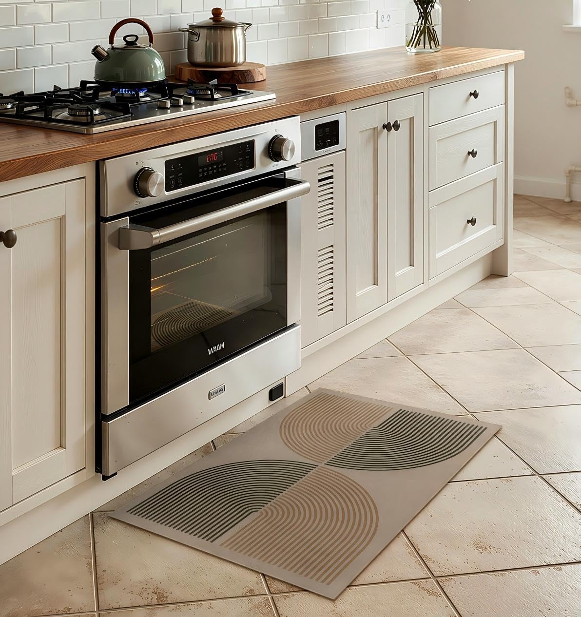 Lahome Enfys Rainbow rug with low pile ideal for doorways and kitchens.