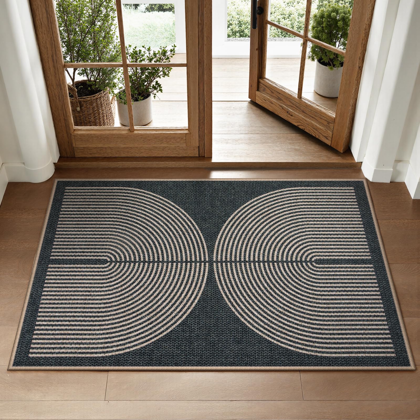 Lahome Enfys Rainbow Entryway Rug demonstrates versatile indoor/outdoor use for high-traffic areas