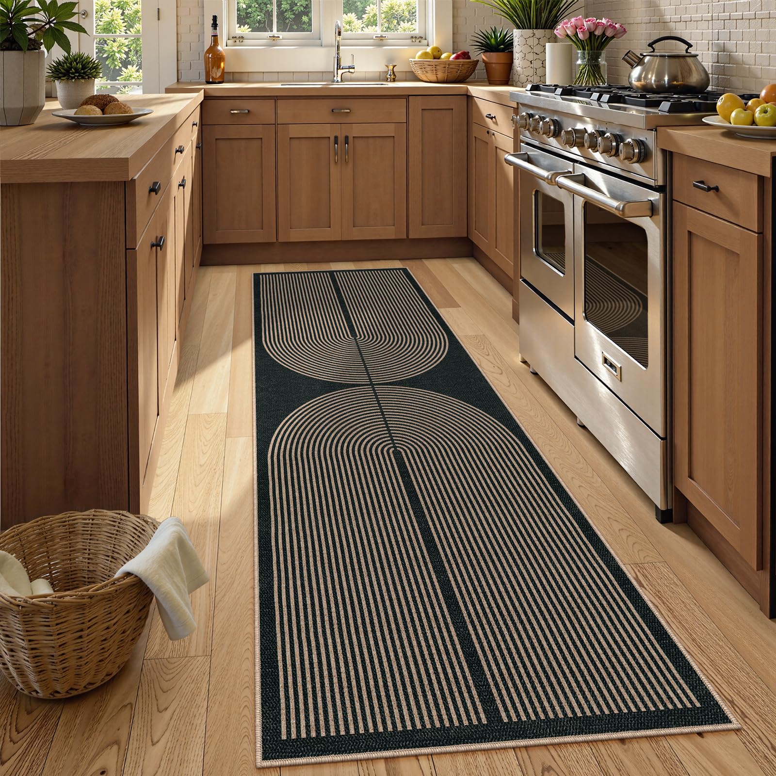 Lahome Enfys rainbow kitchen runner entryway setup with vibrant pattern for contemporary rooms.