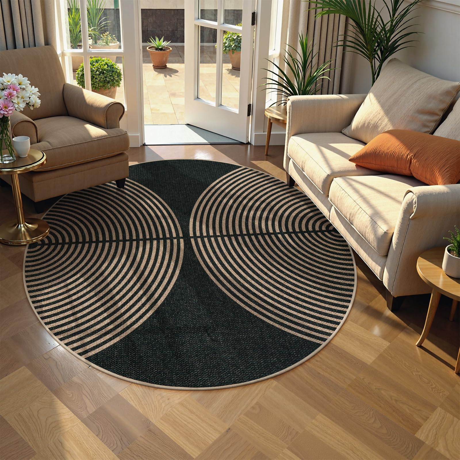 Lahome Enfys rug being cleaned with hose shows washable design