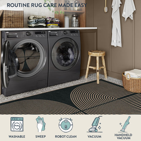 Lahome Enfys washable rug is easy to clean with hose or machine wash.