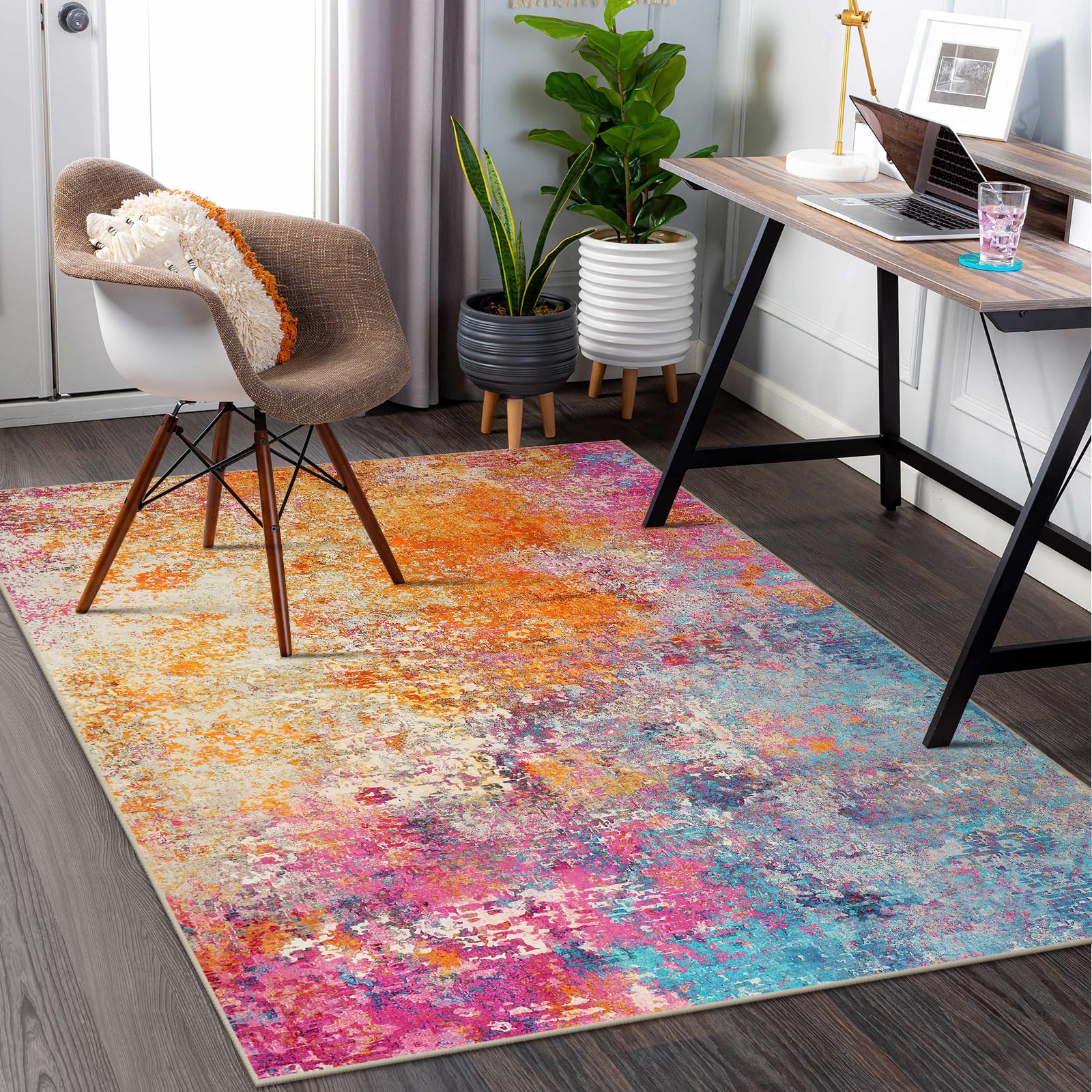 Lahome 5x7 Rug ideal for entrances and offices, adding color while grounding furniture.