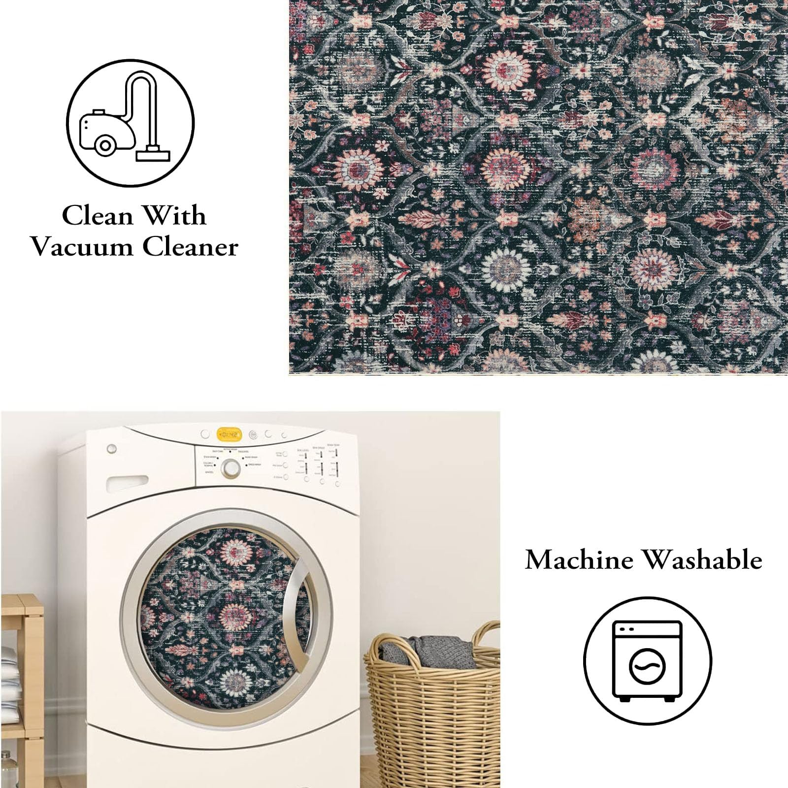Lahome entryway ultra-thin rug fits under doors and furniture with ease.