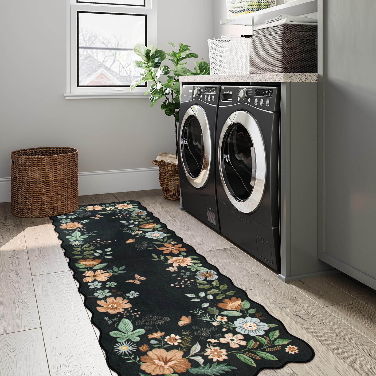 Lahome non-slip backing keeps the rug stable on smooth floors