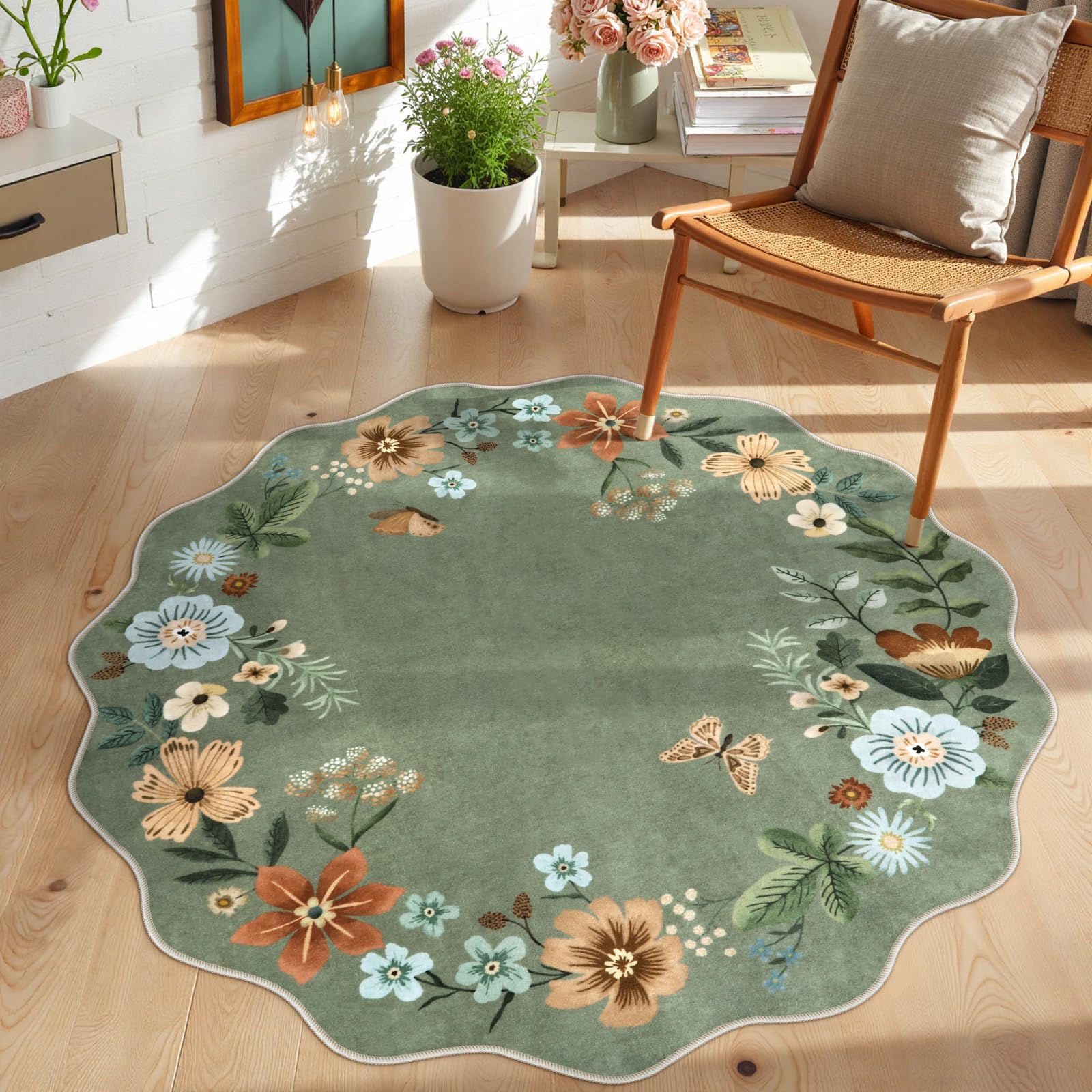 Lahome floral round rug 3ft adds vibrant charm to living spaces