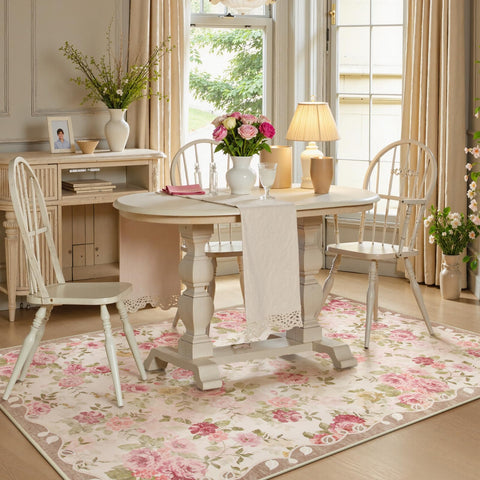 Lahome Floral washable 3x5 Rug Nursery softpile conveys toddler-friendly comfort.