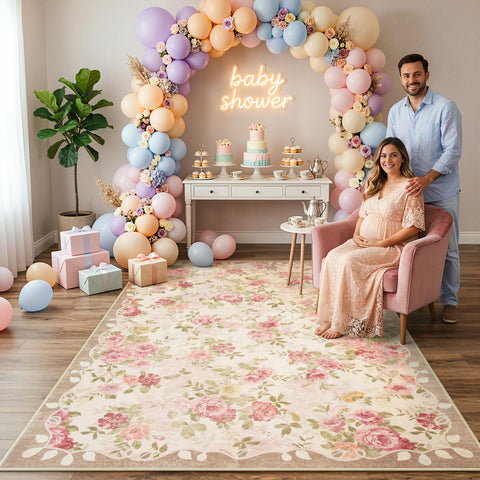 Lahome rug in nursery or playroom, kid and pet-friendly soft underfoot