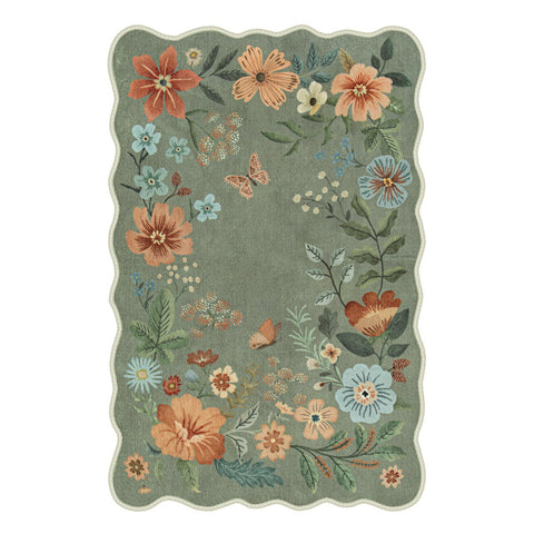 Lahome floral washable rug 4x6 green, lightweight and simple to move