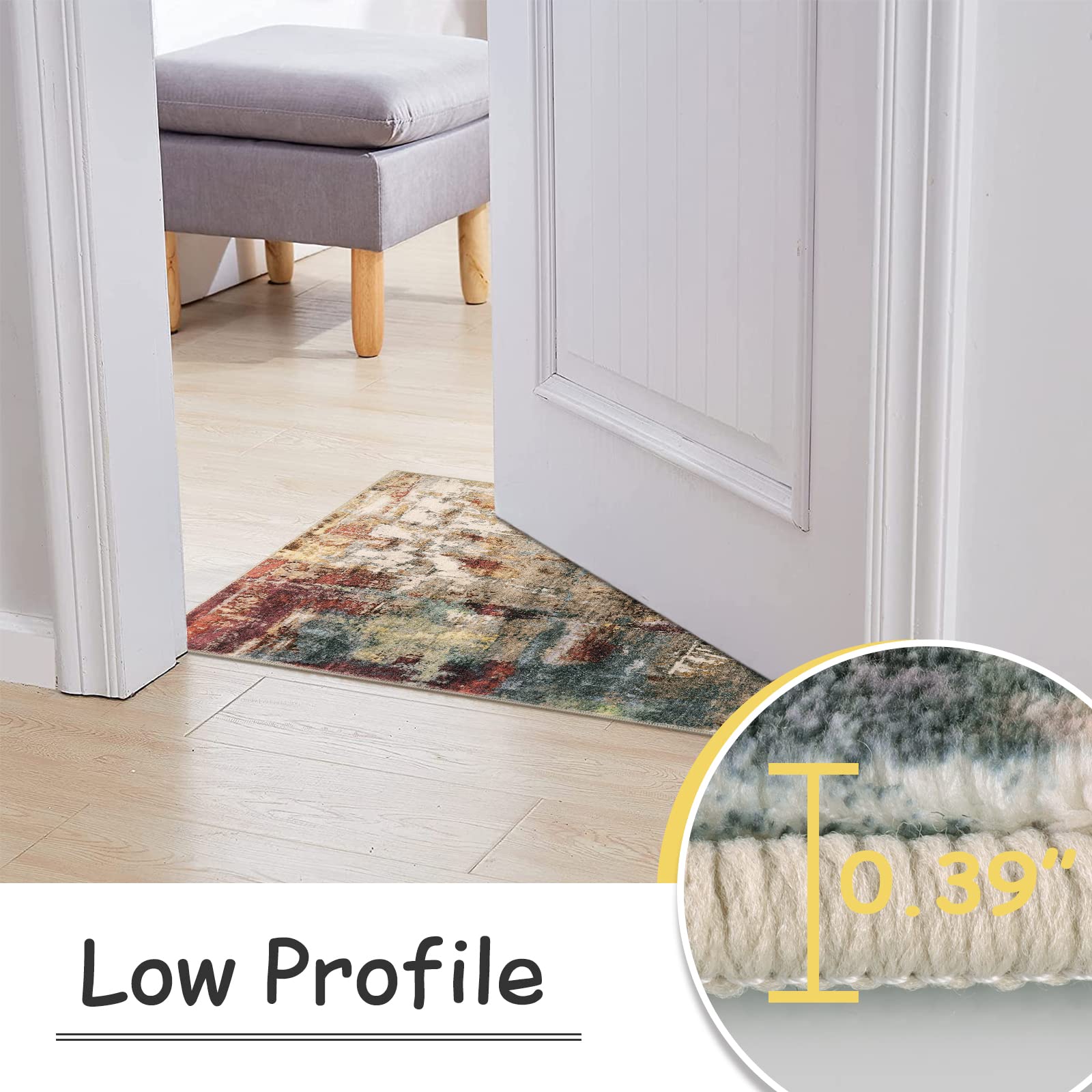 Lahome Kitchen 2x3 Rug brightens the sink area with easy care.