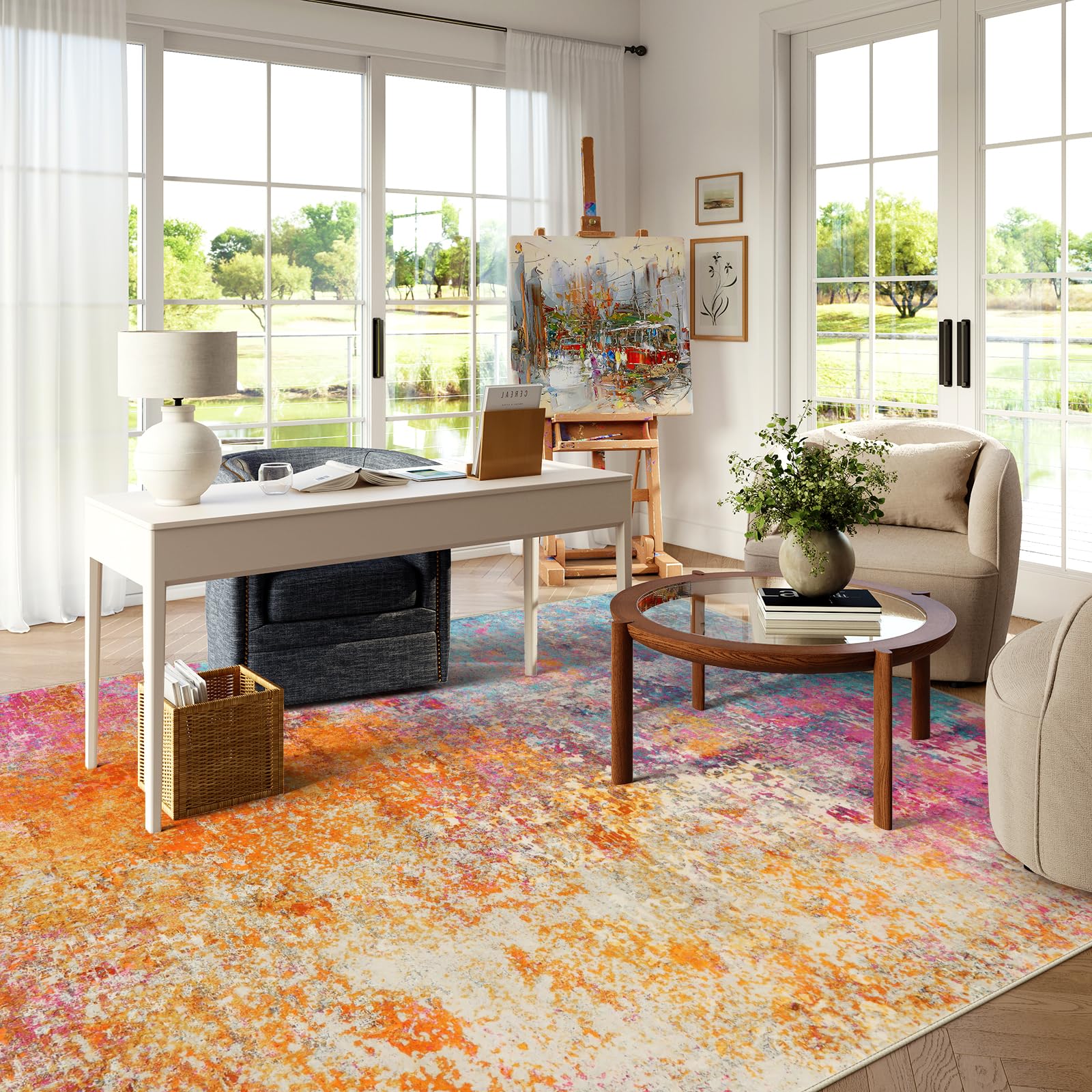Lahome large indoor rug complements dining rooms and entryways