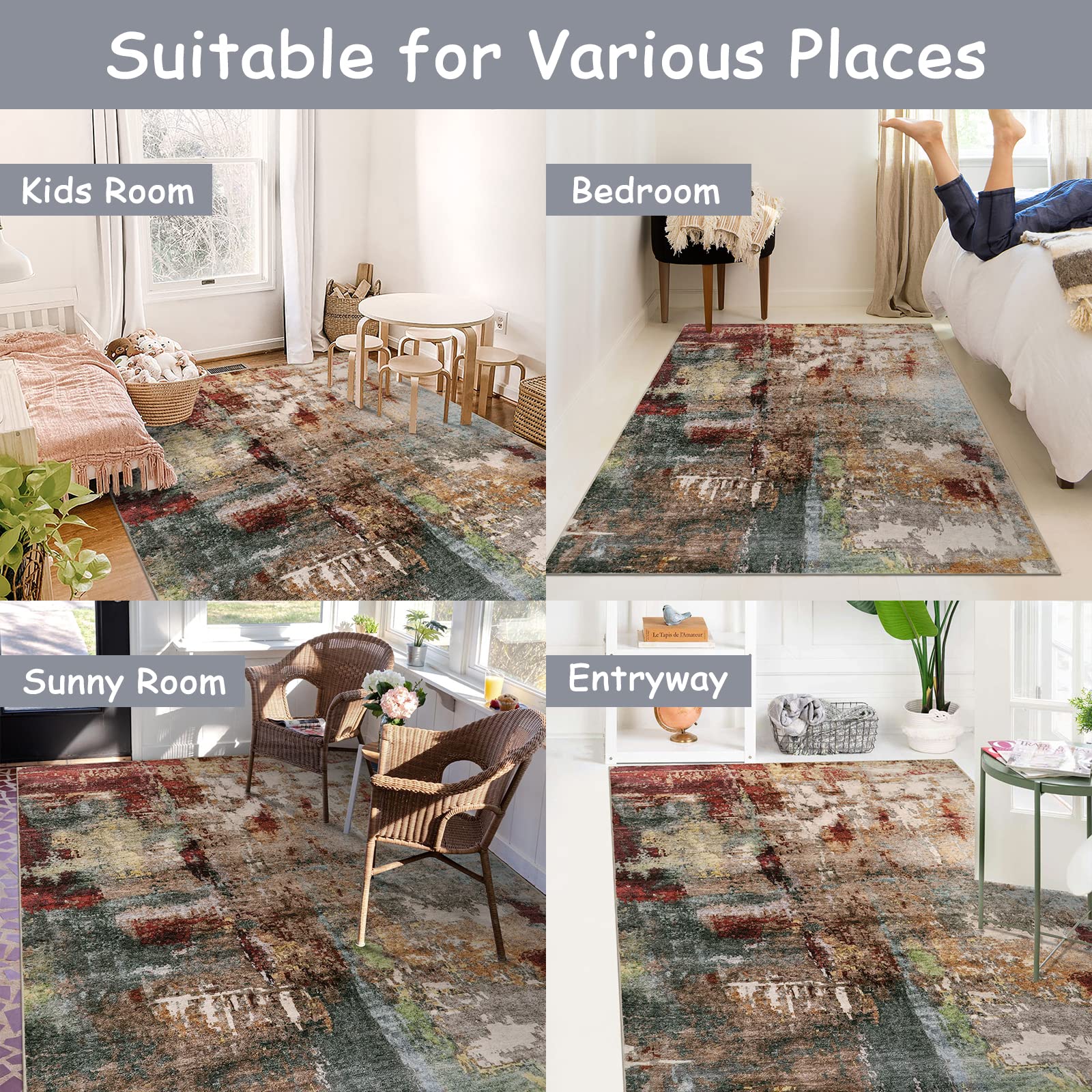 Lahome machine-washable rug for easy cleaning and quick refresh