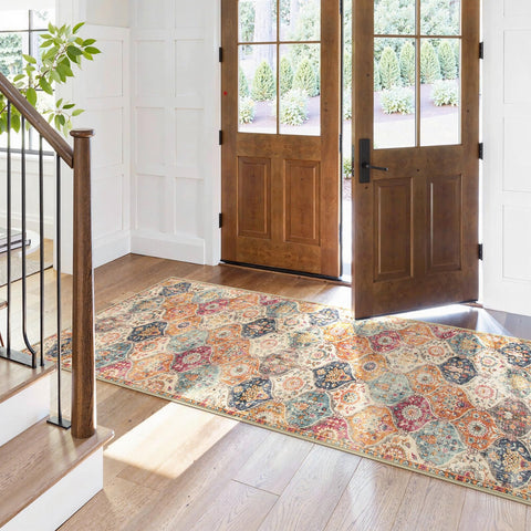 Lahome machine-washable rug simplifies cleaning and maintenance.