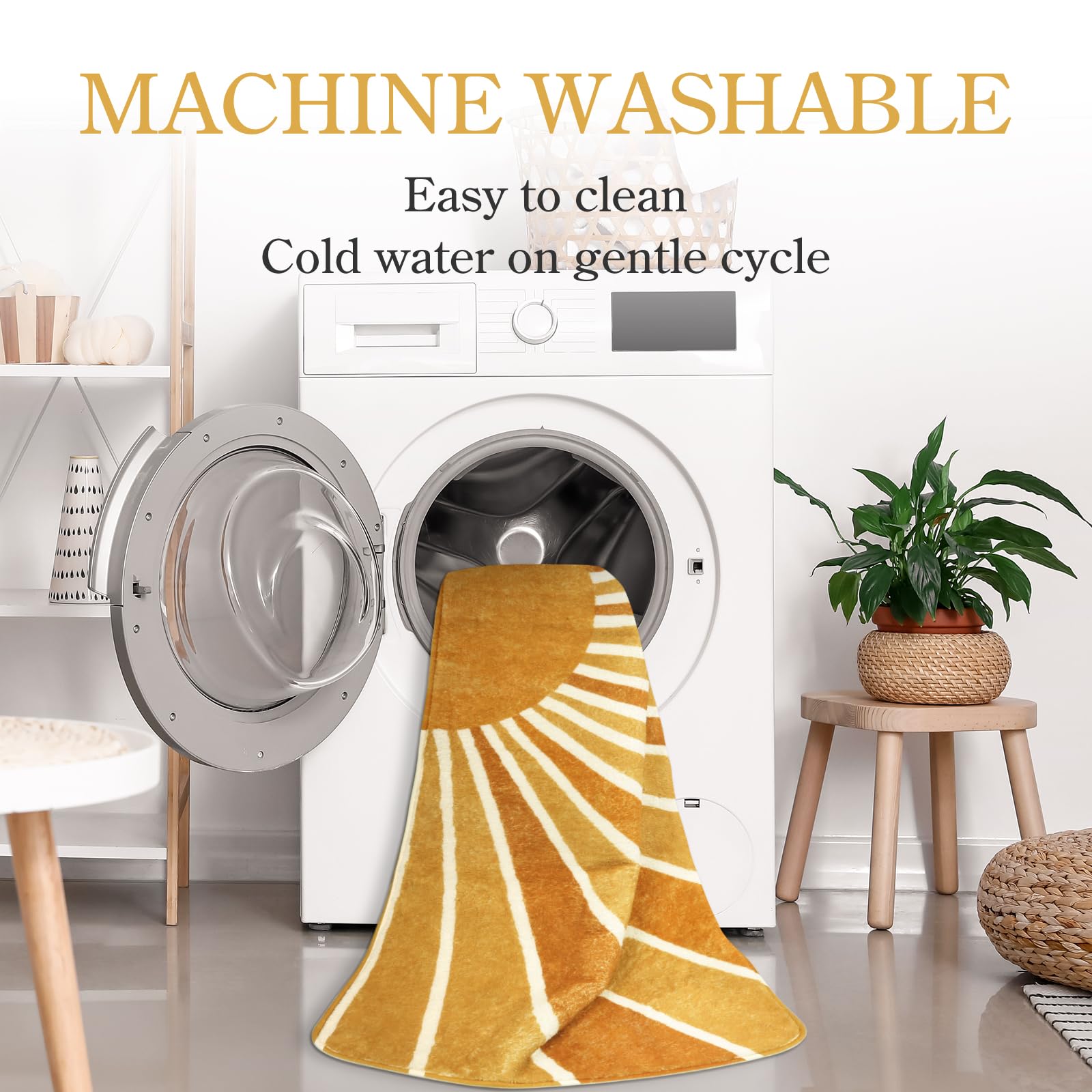 Lahome machine-washable rug for easy cleaning.