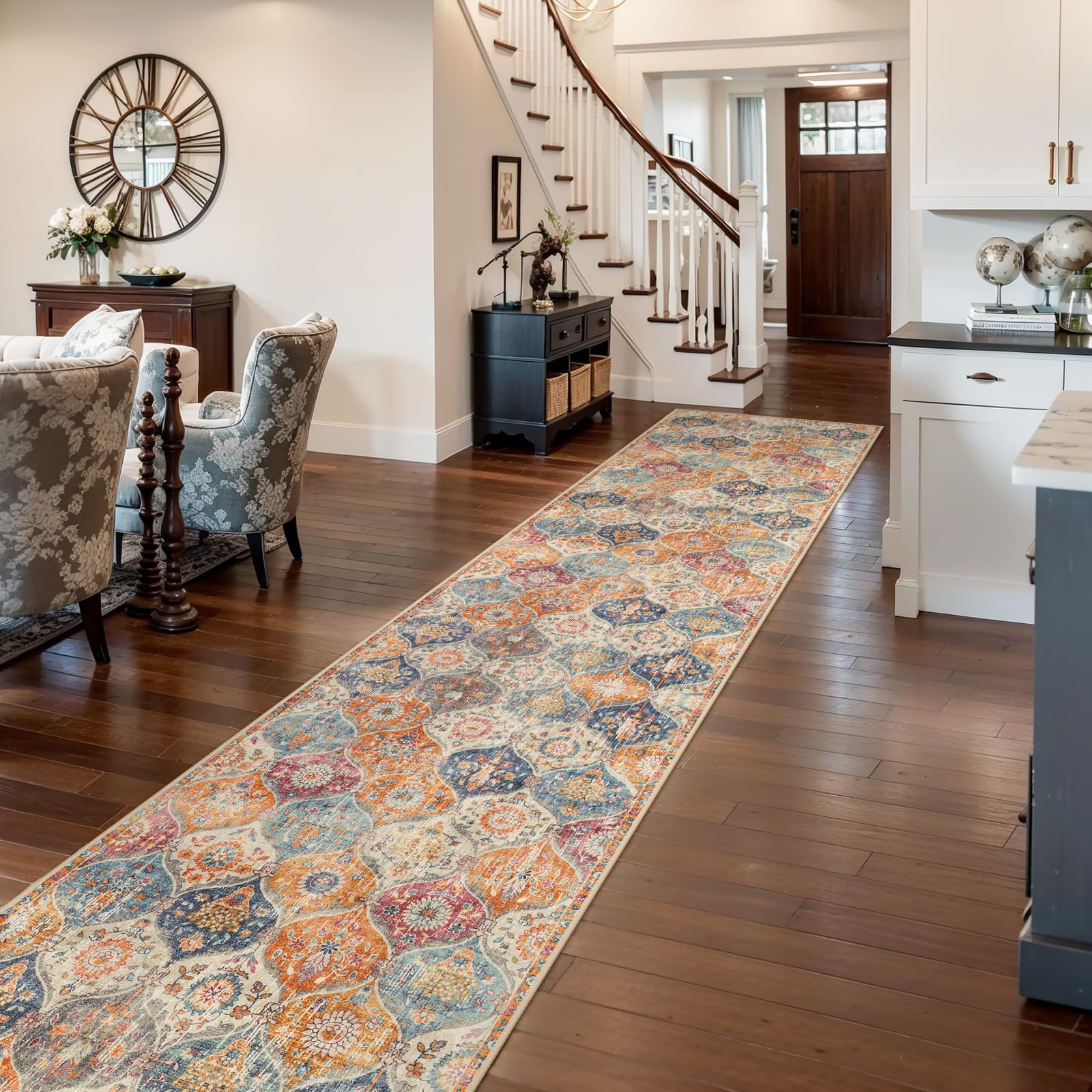 Lahome machine-washable vintage rug for quick refreshes.