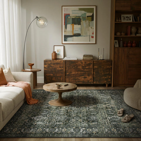 Lahome Margot rug texture close-up highlighting plush faux wool feel for cozy spaces