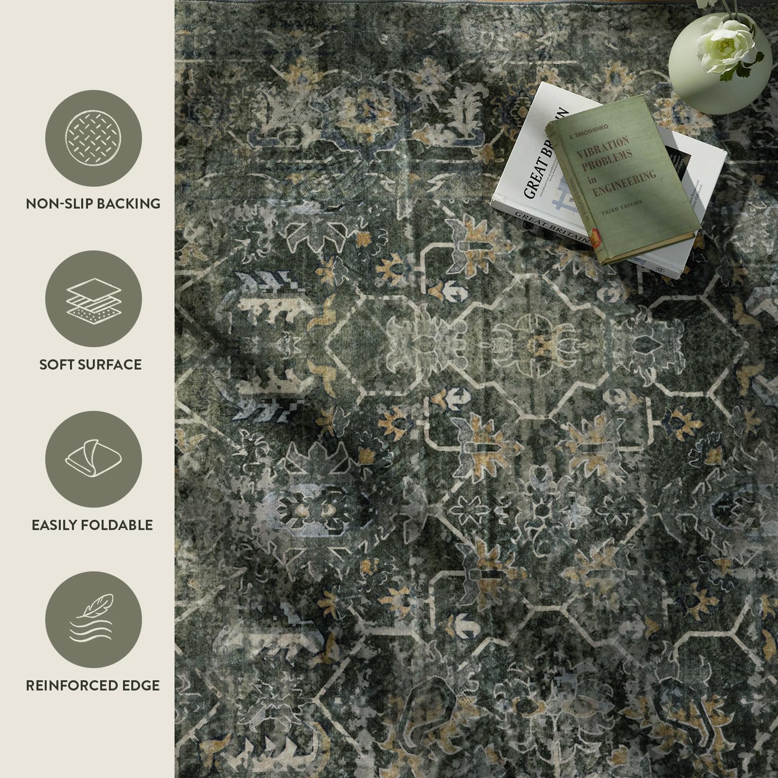Lahome Margot rug under-bed layout showing large 8x10 footprint