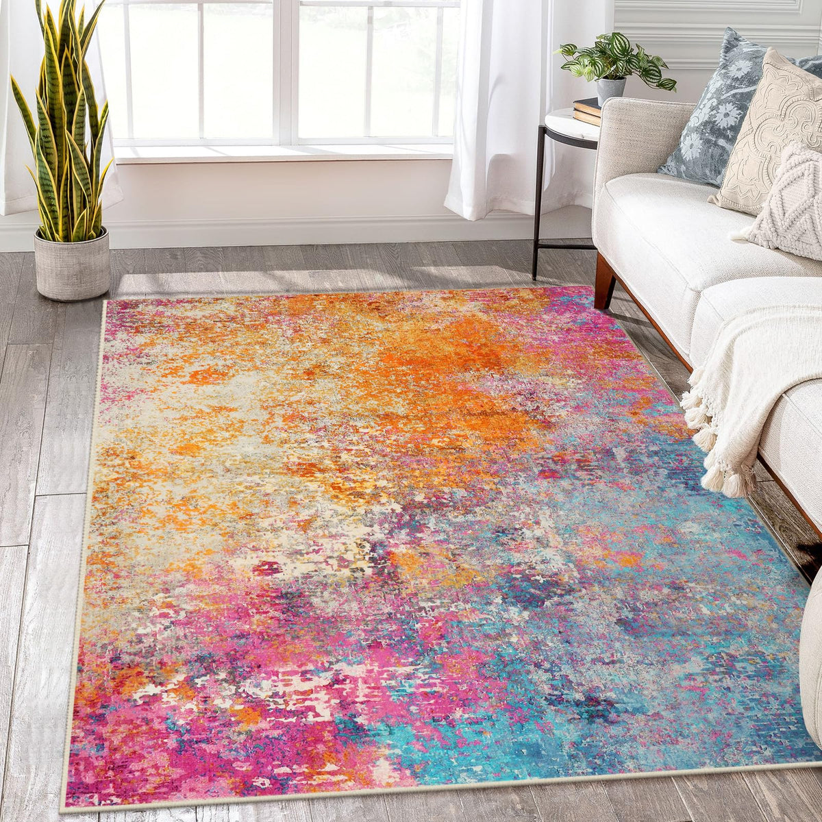Lahome Modern Abstract Rug 5x7 adds color and style with a soft, durable finish.