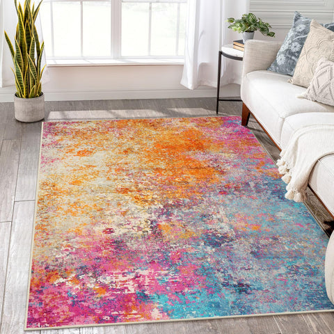 Lahome Modern Abstract Rug 5x7 adds color and style with a soft, durable finish.
