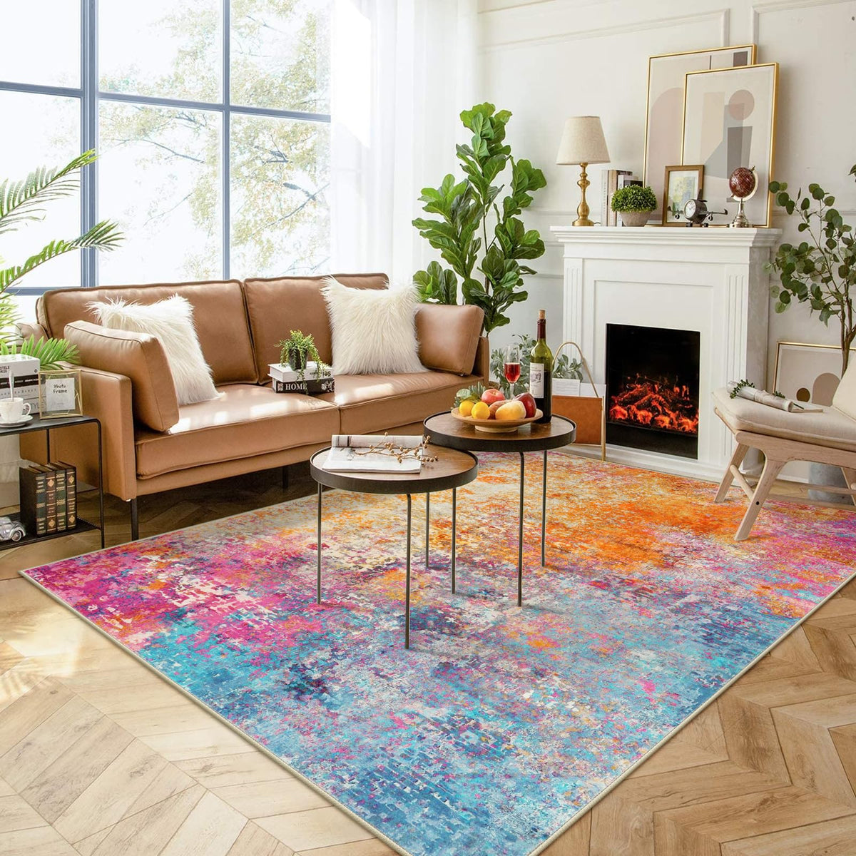 Lahome modern abstract rug with colorful pattern for vibrant living room