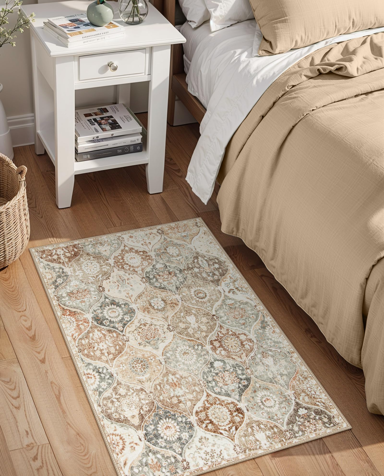 Machine washable Lahome Moroccan Trellis rug for easy home cleaning maintenance