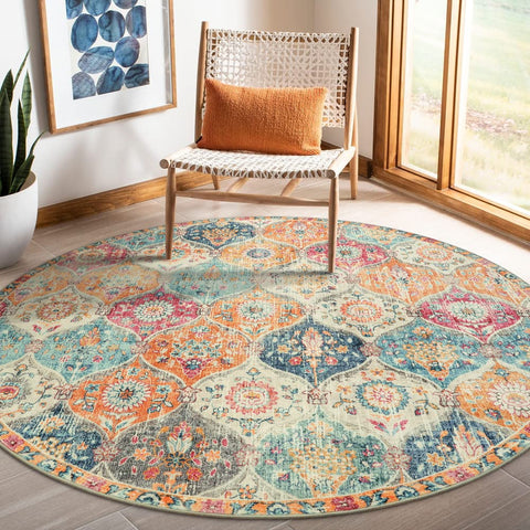 Lahome Moroccan Trellis round rug 5ft soft texture for cozy living spaces.