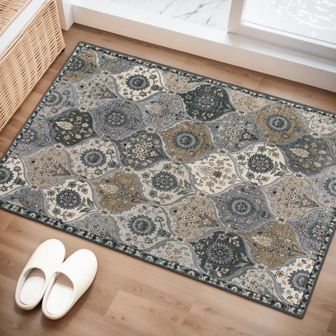 Lahome Moroccan Trellis Rug 2x3 in entryway adds soft vintage charm