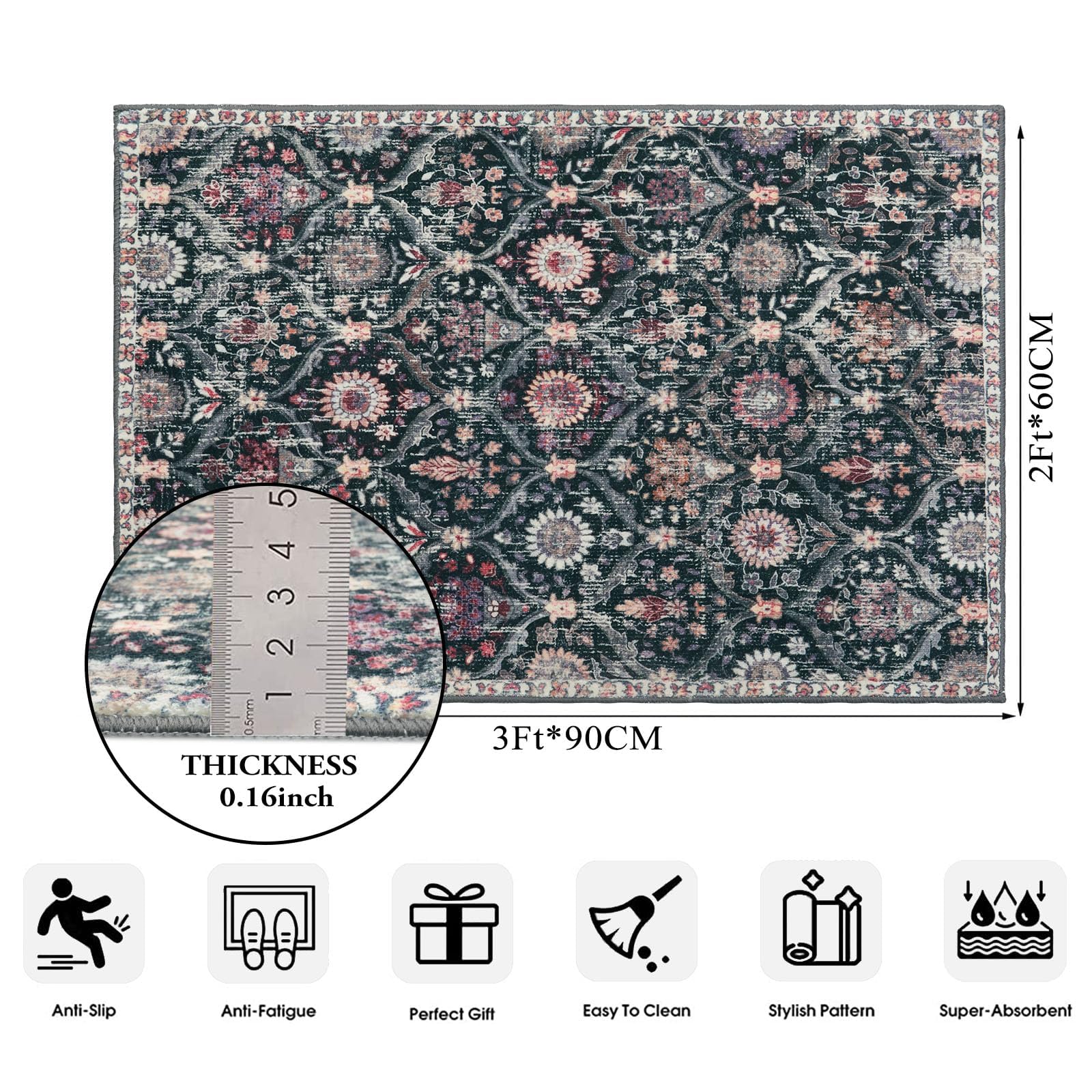 Lahome Moroccan Trellis Rug with non-slip backing stays secure on floors.