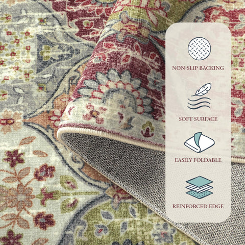 Lahome Moroccan Trellis Washable Orange Rug showing machine washable feature