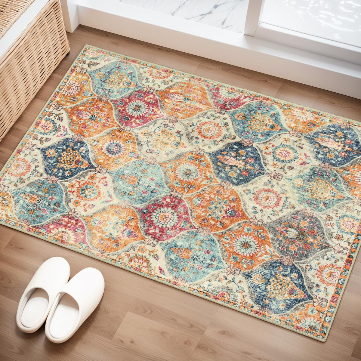 Lahome Moroccan Trellis rug 2x3 pattern, easy-care for busy entryways.