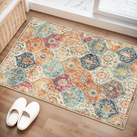 Lahome Moroccan Trellis rug 2x3 pattern, easy-care for busy entryways.