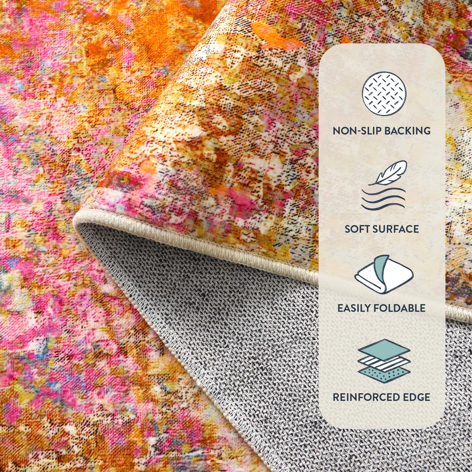 Lahome non-slip rug with anti-skid backing for safe daily use