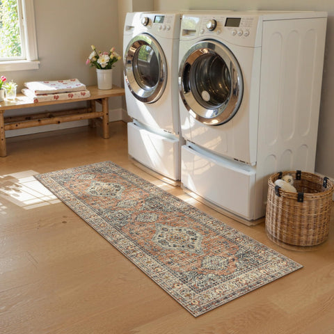 Lahome non-slip backing entryway rug stays put during busy mornings.