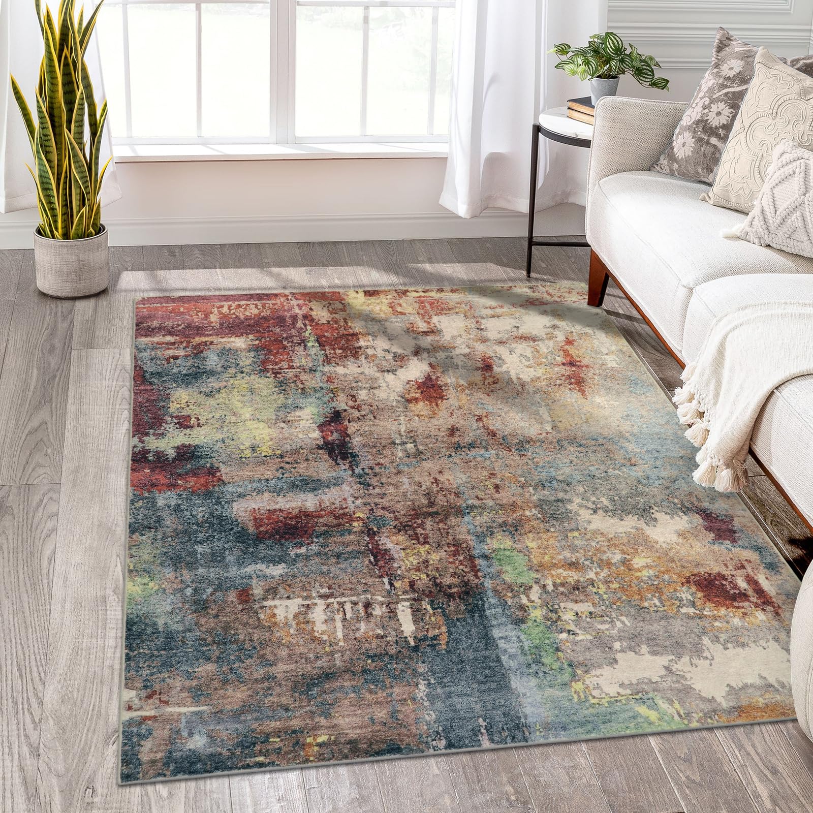 Lahome rug with non-slip backing prevents slips in busy areas