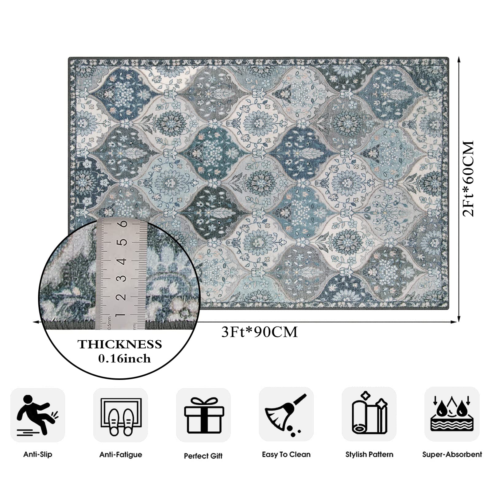 Lahome rug with non-slip backing helps keep it in place.