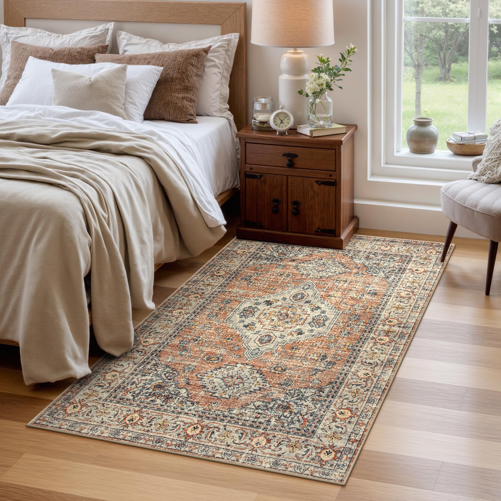 Lahome Oriental washable rug in the kitchen with 3x5 footprint resists stains