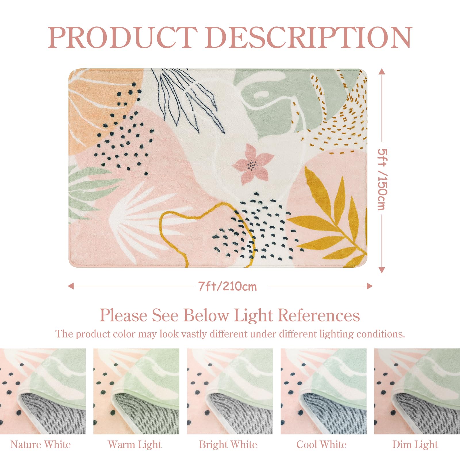 Lahome Pink Rug features an abstract botanical print for modern decor