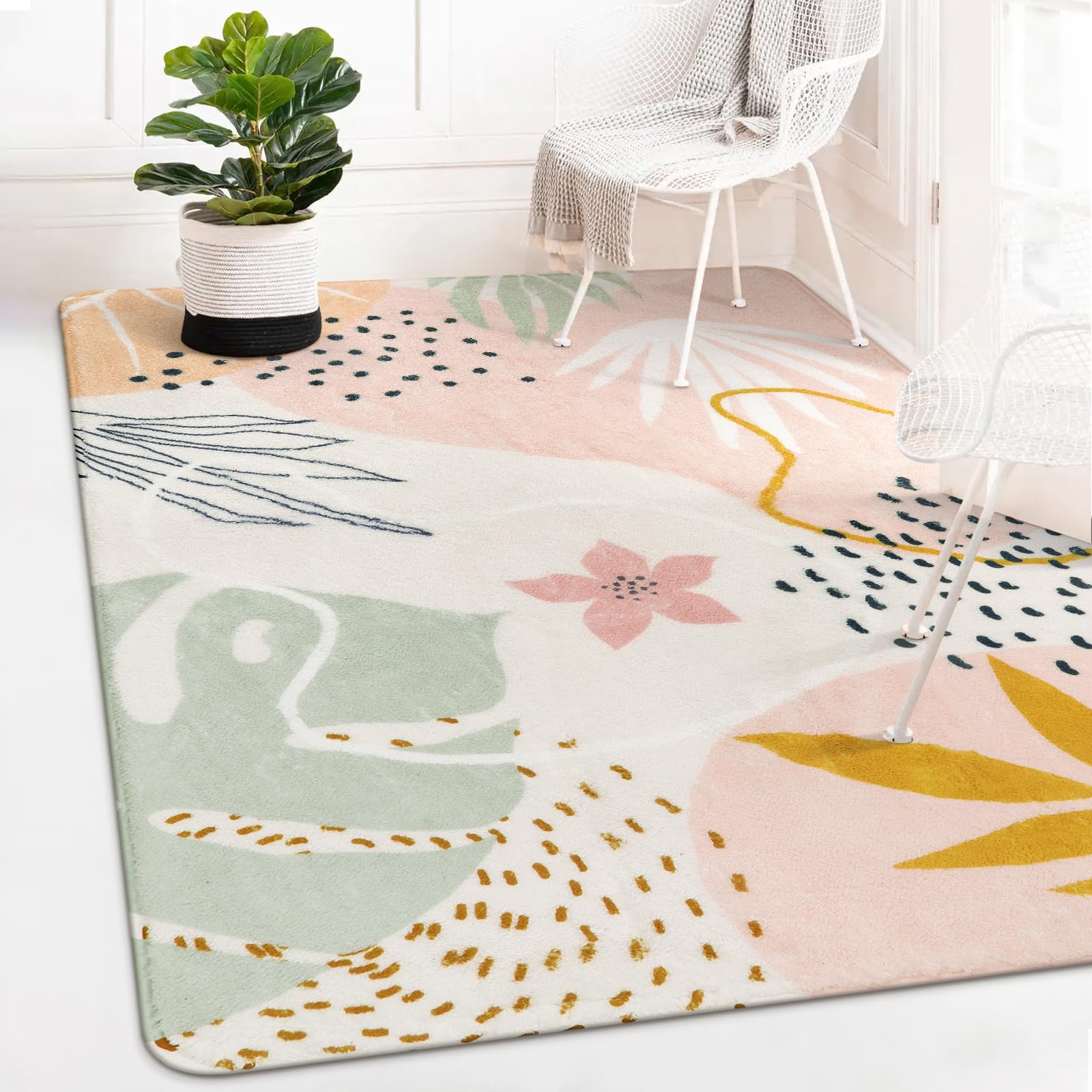 Lahome Pink Rug is machine washable for quick cleaning and upkeep