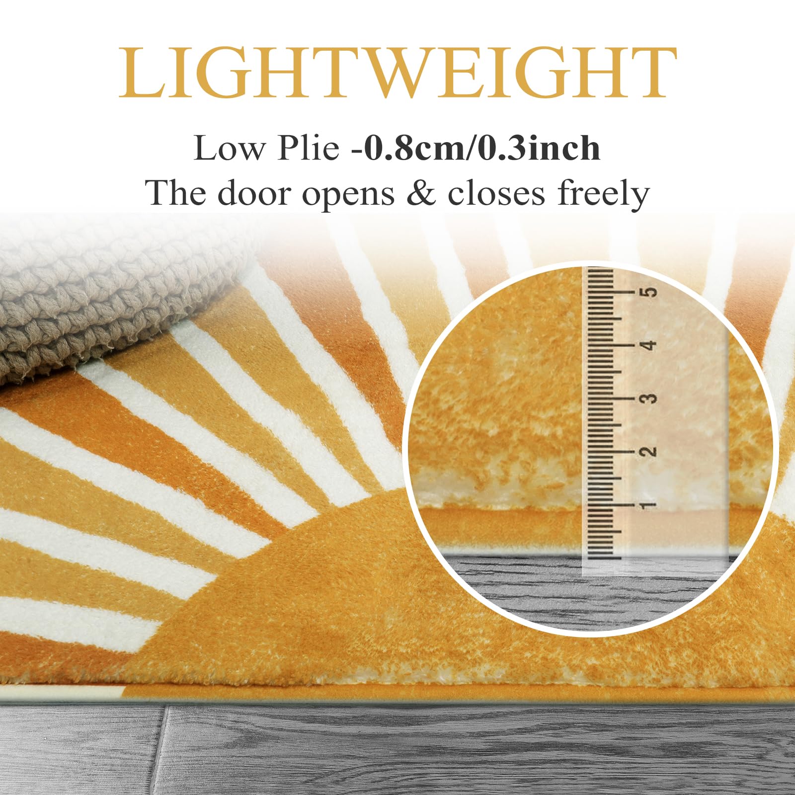Lahome rug with non-slip backing for secure placement.