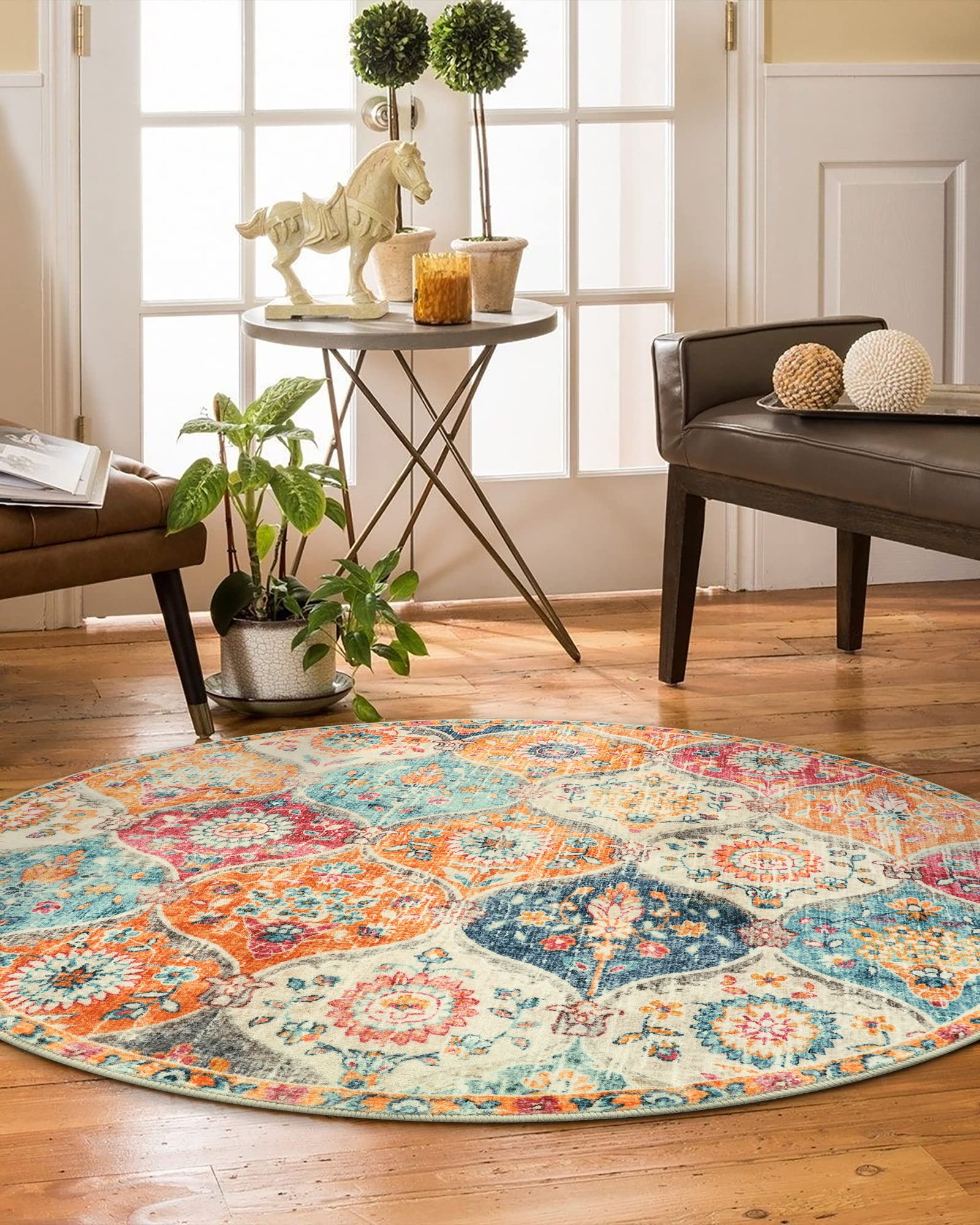 Lahome low-pile rug resists pet dander and hair buildup.
