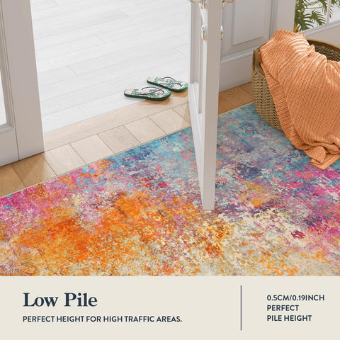 Lahome soft low-pile rug with faux wool feel underfoot