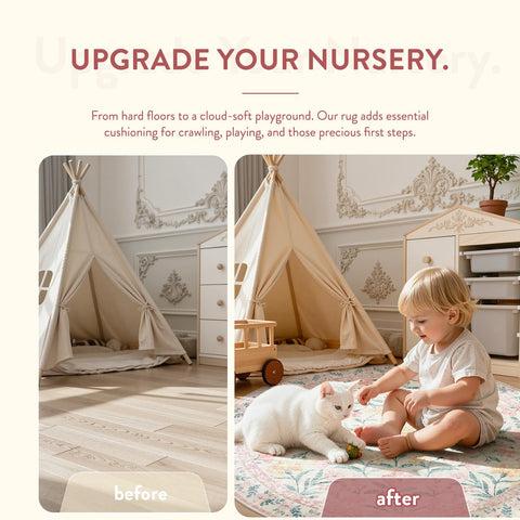 Lahome Sylvie non-slip backing keeps the rug secure on hardwood floors.