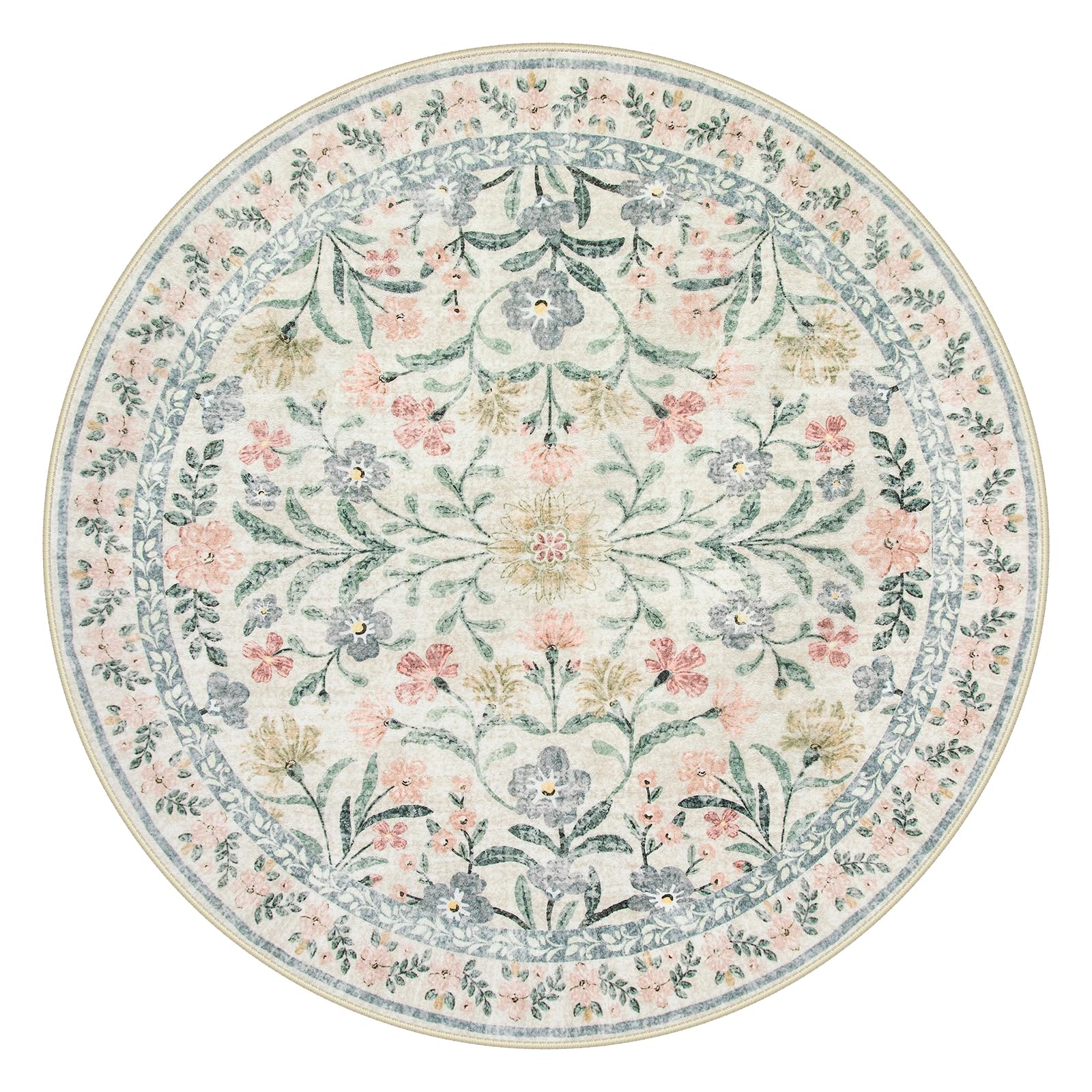 Lahome Sylvie vintage beige rug; versatile decor for bedrooms or nurseries.