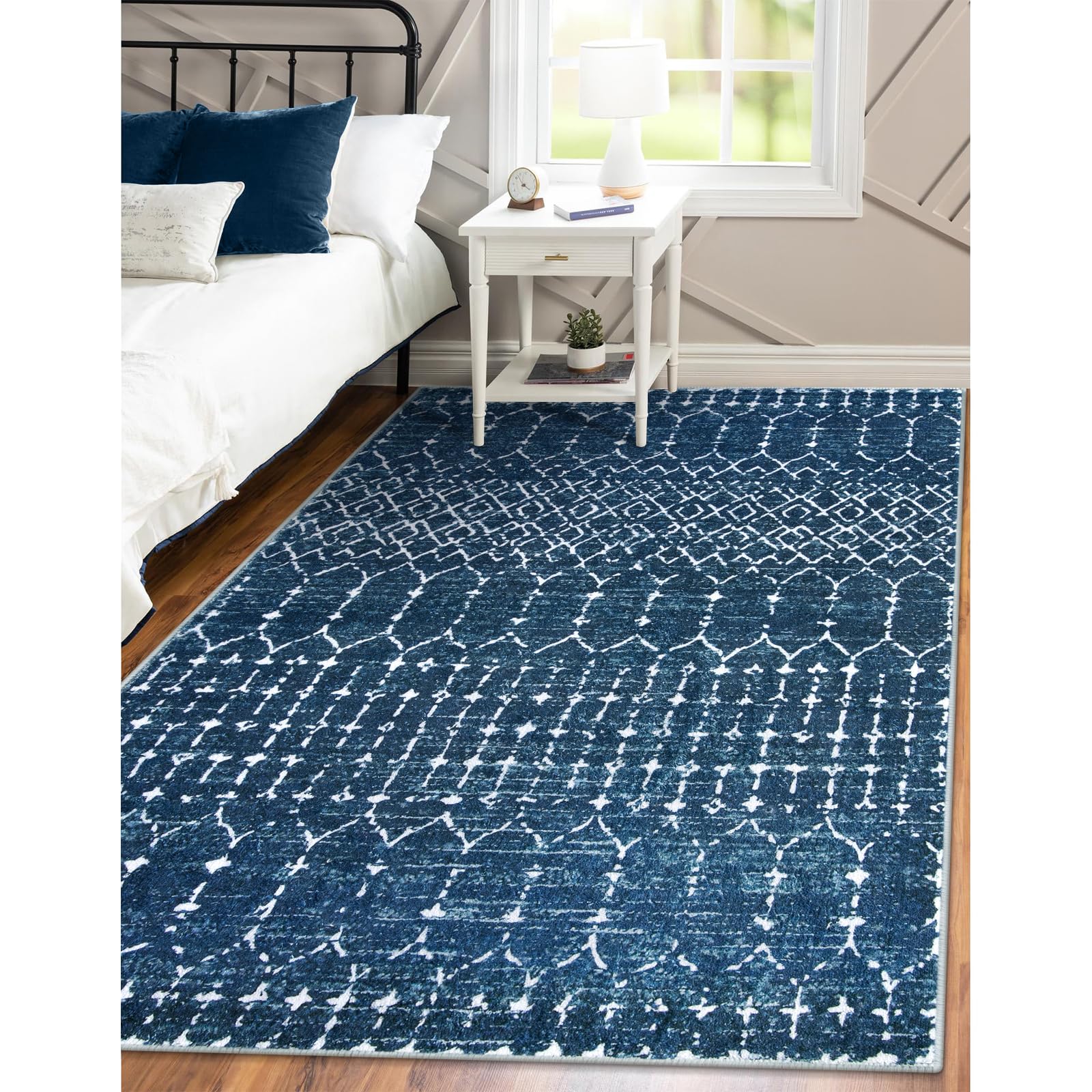Lahome ultra-thin foldable blue rug for under furniture.