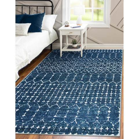 Lahome ultra-thin foldable blue rug for under furniture.