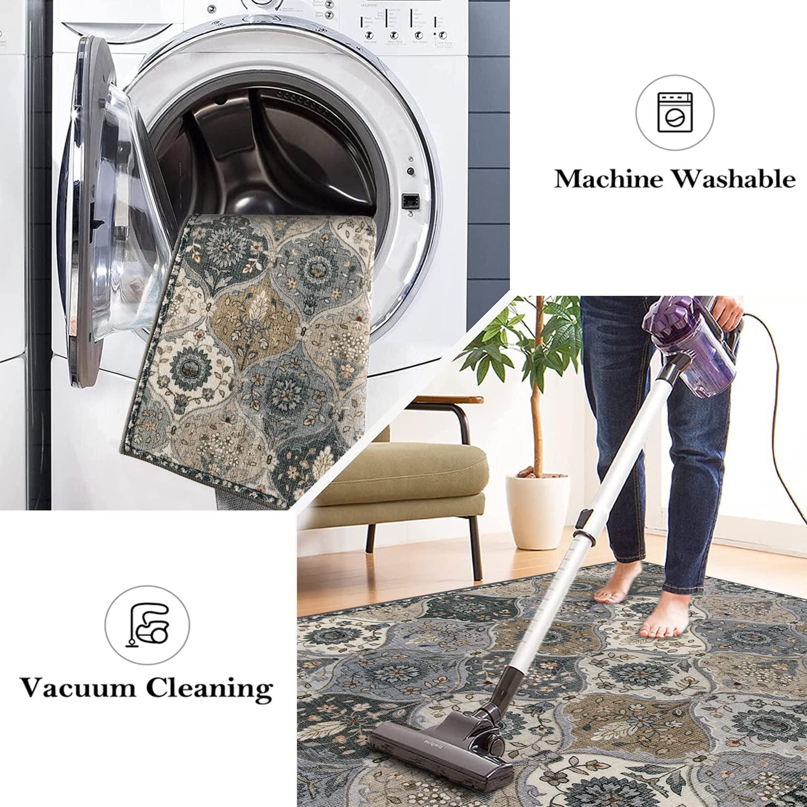 Ultra-thin Lahome rug designed to slide under doors for easy access.