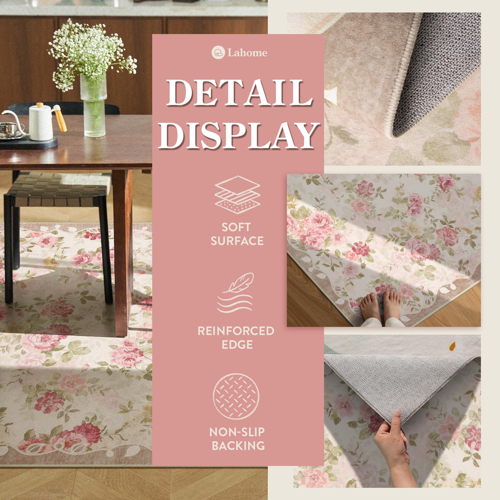 Lahome Vintage Floral 8x10 kid- and pet-friendly for busy homes