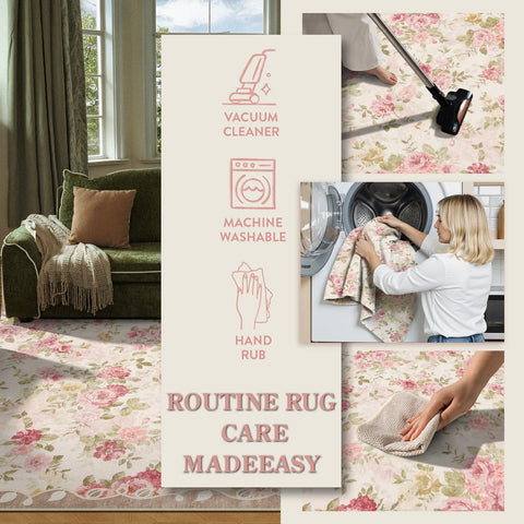 Lahome Vintage Floral 8x10 with non-slip backing helps prevent slips